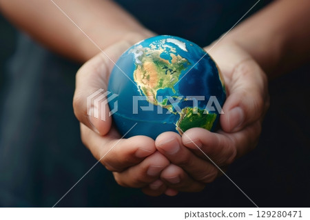 Caring for our planet with gentle hands Caring for our planet with gentle hands 129280471