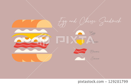 Sandwich egg and cheese beige Sandwich egg and cheese beige 129281799