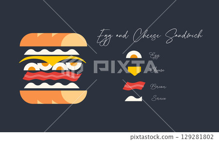 Sandwich egg and cheese dark Sandwich egg and cheese dark 129281802