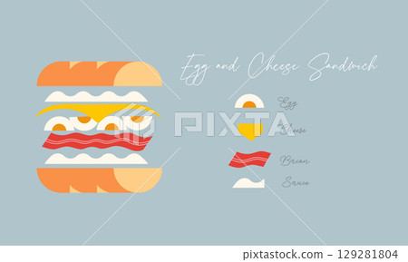 Sandwich egg and cheese light blue Sandwich egg and cheese light blue 129281804