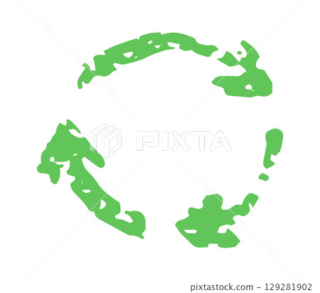 Green Recycling Concept Drawn with Crayon Strokes, Eco-Friendly Symbol for Sustainability, Environmental Awareness, Green Energy, Zero Waste Projects. Vector illustration 129281902