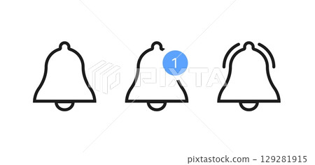 Vector icon of a notification bell or incoming inbox message, representing alerts, new messages, or app notifications. Suitable for interface designs, UX elements, or communication visuals. 129281915