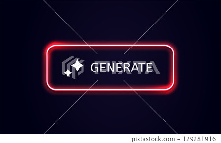 Neon Glow Generate Buttons Set for Modern UI Design, Web Applications, and Game Interfaces Vector Illustration 129281916
