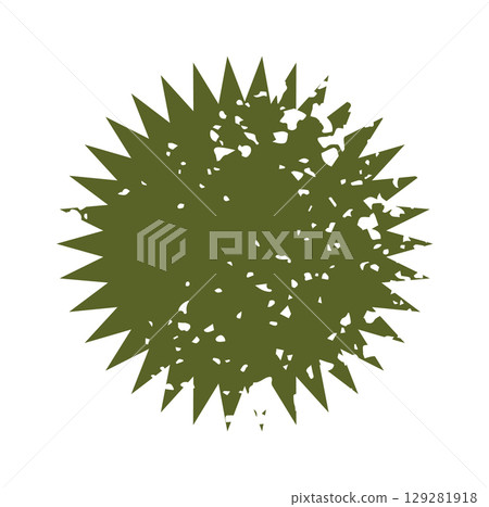Set of green eco stickers with grunge texture in various shapes. Organic, natural labels ideal for eco products, promotions, and sustainable branding. 129281918