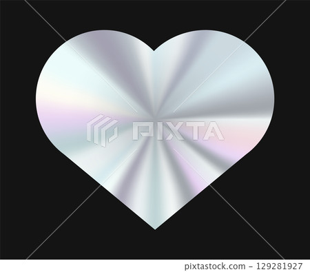 glowing holographic heart-shaped gradient badge with a metallic shine on a black background. Perfect for love-themed branding, digital art, and futuristic designs. glowing holographic heart-shaped gradient badge with a metallic shine on a black background. Perfect for love-themed branding, digital art, and futuristic designs. 129281927