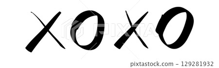 Hand-drawn doodle XOXO icon simple cute sketch symbol of hugs, kisses, love isolated on white background for journals, cards, and creative projects. Hand-drawn doodle XOXO icon simple cute sketch symbol of hugs, kisses, love isolated on white background for journals, cards, and creative projects. 129281932