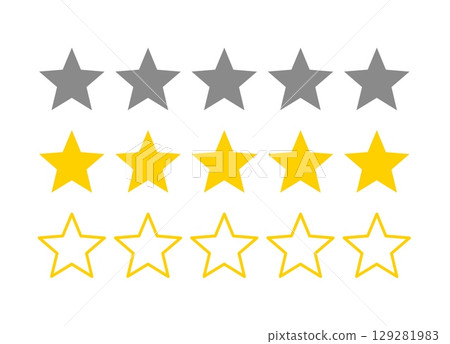 Rating stars vector icon set from one to five, clean symbols for reviews, ranking, user feedback, and quality evaluation in digital design. Rating stars vector icon set from one to five, clean symbols for reviews, ranking, user feedback, and quality evaluation in digital design. 129281983