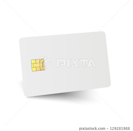 Realistic mockup of a blank bank card on white background. Standard size plastic card template for credit, debit, finance, or membership design. 129281988