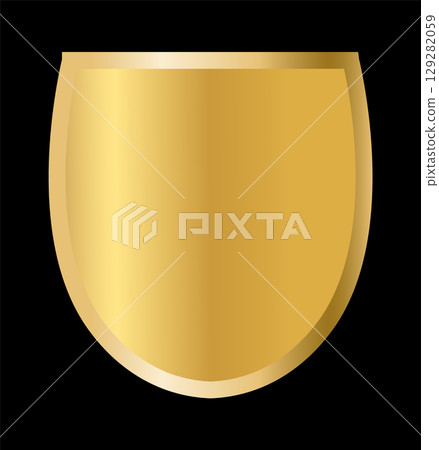 Golden shield emblem on white background, perfect for security, heraldic, or luxury branding and graphic design use 129282059