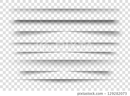 Set of realistic soft drop shadows and transparent bars for web design templates isolated on white background perfect for UI layouts and graphic overlays. 129282073