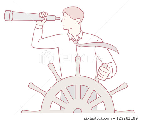 The Navigator at the Helm with Telescope A Powerful Symbol of Effective Leadership in Action The Navigator at the Helm with Telescope A Powerful Symbol of Effective Leadership in Action 129282189