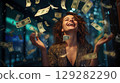Woman catching falling money 129282290