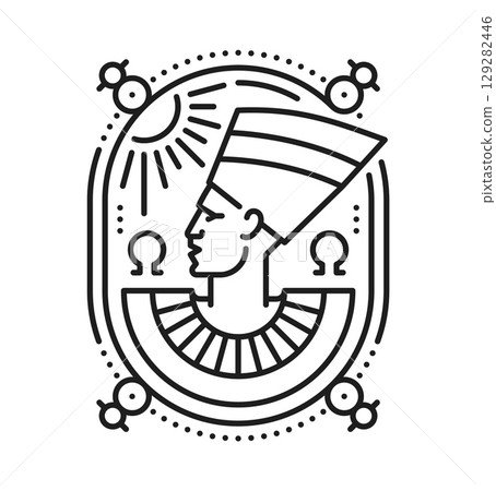 Egyptian pharaoh profile esoteric line tattoo or print. Ancient mythology sacred lineart vector tattoo, egypt history boho linear sign. Africa culture tarot print or symbol with pharaoh king head Egyptian pharaoh profile esoteric line tattoo or print. Ancient mythology sacred lineart vector tattoo, egypt history boho linear sign. Africa culture tarot print or symbol with pharaoh king head 129282446