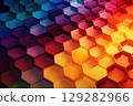 abstract gradient background honeycomb pattern, colorful 129282966