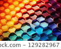 abstract gradient background honeycomb pattern, colorful 129282967