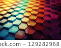 abstract gradient background honeycomb pattern, colorful 129282968