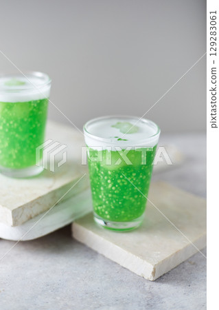 Sago and longan pudding in glass cup Sago and longan pudding in glass cup 129283061