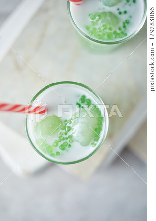 Sago and longan pudding in glass cup Sago and longan pudding in glass cup 129283066