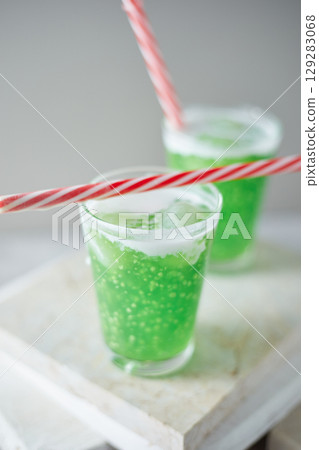 Sago and longan pudding in glass cup 129283068