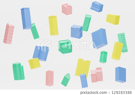 由彩色積木建造的漂浮建築（橫向視角） 129283386