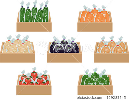 木箱裡的蔬菜袋 木箱裡的蔬菜袋 129283545