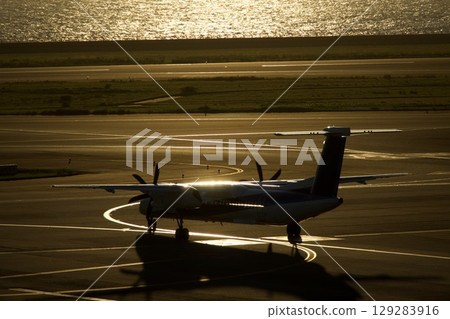 Centrair at sunset and a scene with an airplane 129283916