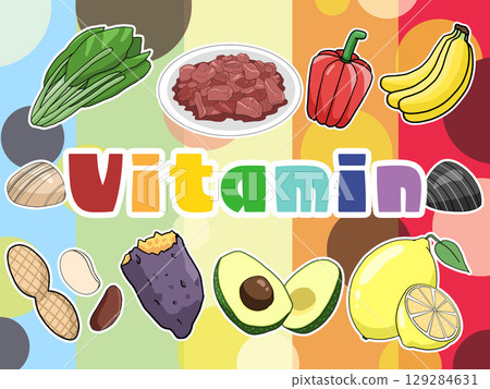 Vitamin image illustration (with background) (English) Vitamin image illustration (with background) (English) 129284631