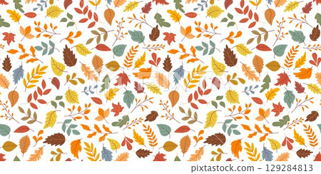 Colorful autumn foliage seamless background 129284813