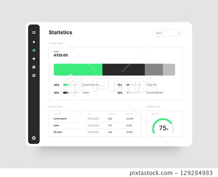 Wireframes screens. Dashboard UI and UX Kit design. Wireframes screens. Dashboard UI and UX Kit design. 129284983