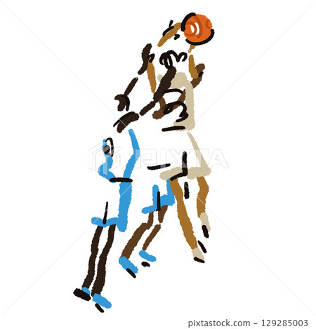 Rough sketch of basketball game, basketball players with ball, illustration Rough sketch of basketball game, basketball players with ball, illustration 129285003