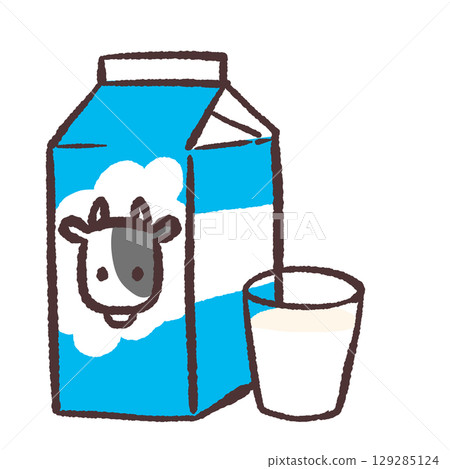 簡單可愛的牛奶紙盒插畫 簡單可愛的牛奶紙盒插畫 129285124