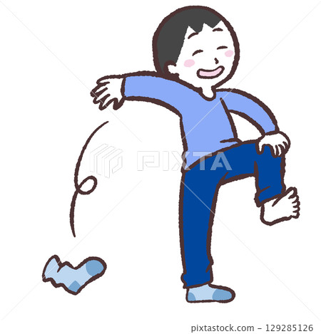 一名男子丟掉襪子的插圖 129285126