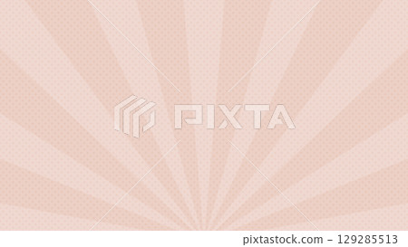 米色圓點背景上的放射狀光線插圖 - 時尚可愛的橫幅/背景材料 16:9 129285513