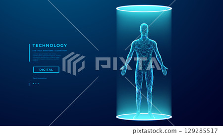 Human body into bright scan light. AI innovation in medicine concept 129285517