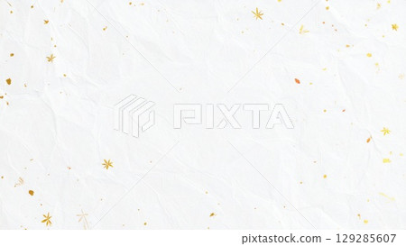 White Japanese paper background with gold leaf (16:9 size, AI-generated) 129285607