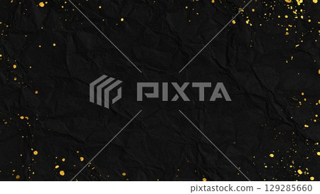 Black Japanese paper background with gold leaf (16:9 size, AI-generated) 129285660