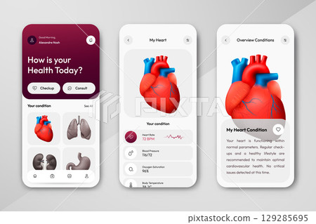 Medical Illustration of Body Organs Realistic App Design 129285695