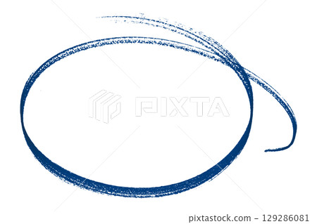 Blue pencil highlight circle mark isolated on transparent background 129286081