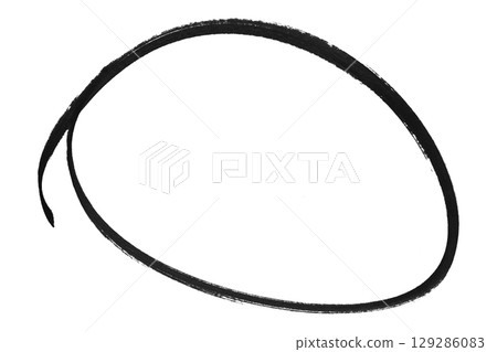 Black pencil highlight circle mark isolated on transparent background 129286083