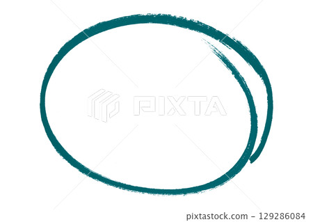 Green pencil highlight circle mark isolated on transparent background 129286084