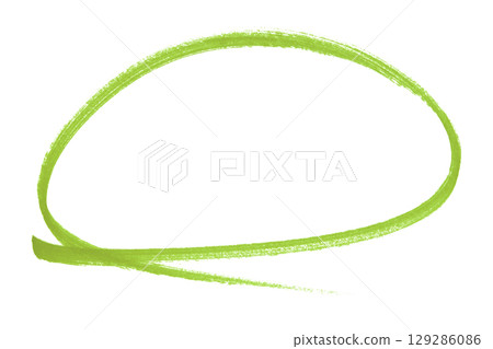 Green pencil highlight circle mark isolated on transparent background 129286086
