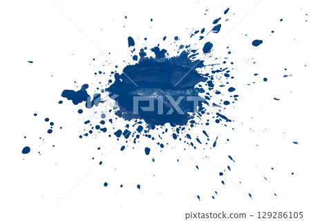 Blue splash watercolor brush isolated on transparent background 129286105
