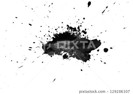 Black splash watercolor brush isolated on transparent background Black splash watercolor brush isolated on transparent background 129286107