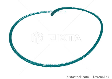 Green pencil highlight circle mark isolated on transparent background 129286137