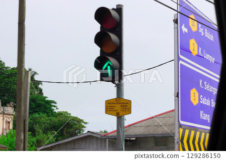 Traffic lights overseas and green lights 129286150