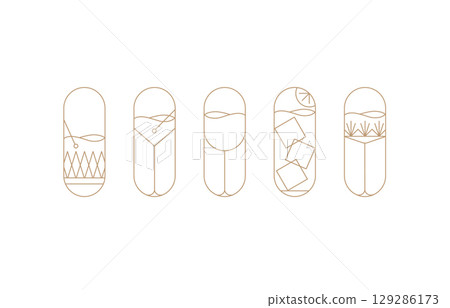 Art deco cocktail symbol set 129286173