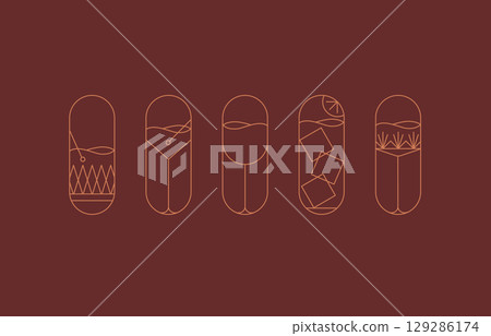 Art deco cocktail symbol set red 129286174