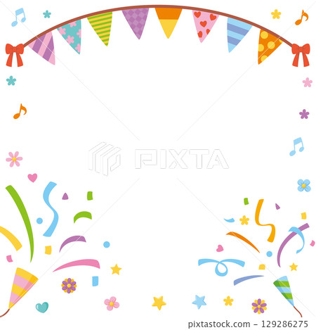 慶祝派對社群媒體框架 | 爆竹與花環 129286275