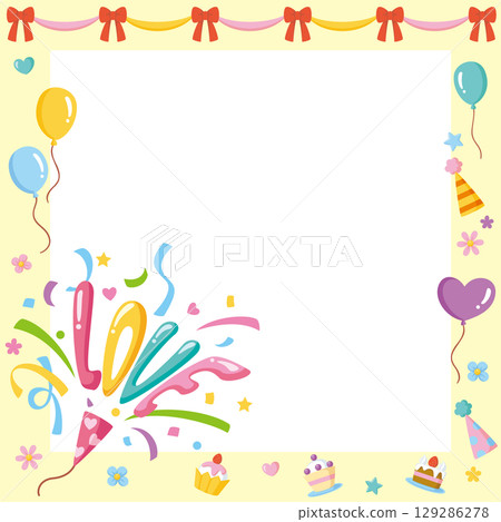 Celebration party social media frame | LOVE letter balloon and yellow frame Celebration party social media frame | LOVE letter balloon and yellow frame 129286278