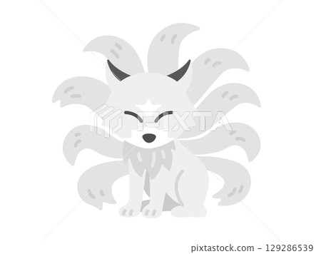 九尾白狐人物插圖 129286539